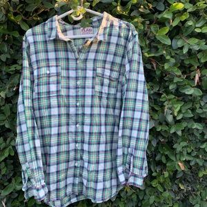 Old Navy multi colored plaid flannel button up